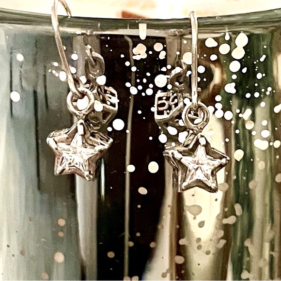 Silpada Vintage Rare .925 Sterling Silver CZ 🌟⭐️ Star ⭐️🌟 Earrings - Picture 6 of 6
